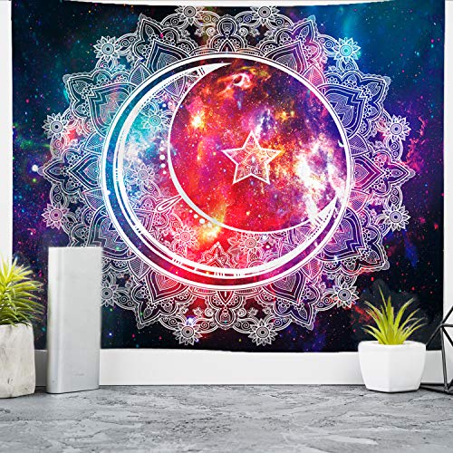 Product Cover Nidoul Psychedelic Tapestry Wall Hanging, Boho Mandala Tapestry, Celestial Starry Sky Wall Tapestry, Wall Art Decoration for Bedroom Living Room Dorm, Window Curtain Picnic Mat, 59