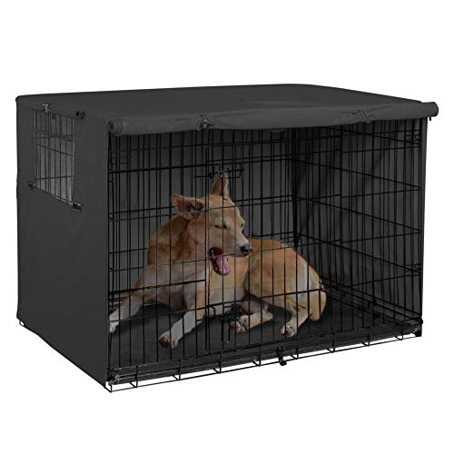 Product Cover Explore Land 42 inches Dog Crate Cover - Durable Polyester Pet Kennel Cover Universal Fit for Wire Dog Crate (Black)