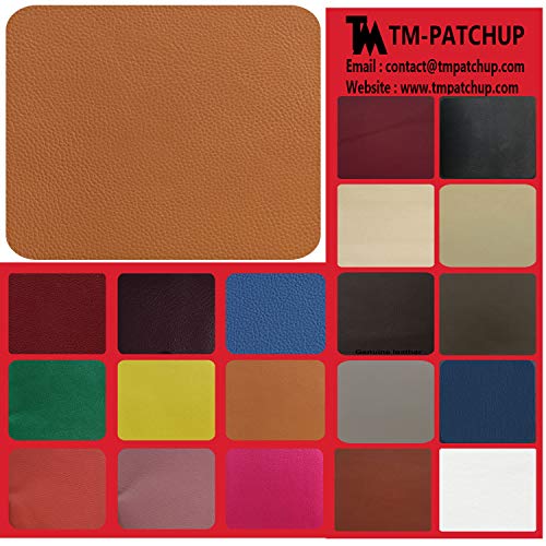 Product Cover TMpatchup Genuine Leather and Vinyl Repair Patches Kit - Grain Self Adhesive Leather to Repair Furniture, Couch, Sofa, Jacket - Multiple Colors and Sizes Available (Brown Tan, 4 x 8 inch)