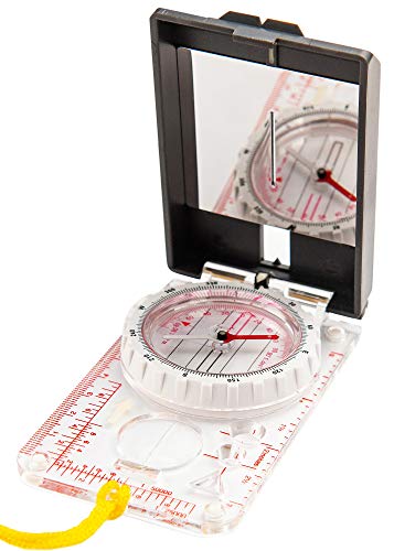 Product Cover Sighting Compass Mirror Adjustable Declination - Boy Scout Compass Hiking Survival - Map Reading Compass Orienteering - Mirror Compass Hunting Fishing - Military Compass Waterproof Backpacking Camping