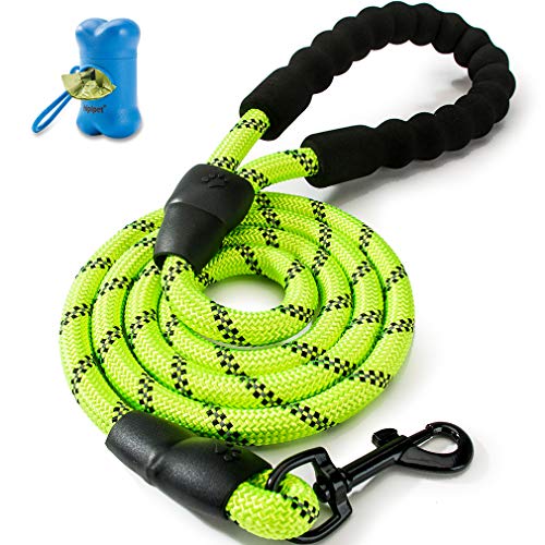 Product Cover HIPIPET Dog Leash Large Dogs Leashes Rope Highly Reflective with Comfortable Soft Padded Handle for Large and Medium Dogs(Green)