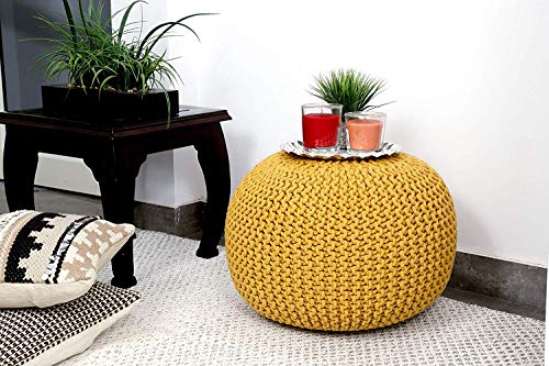 Product Cover Tanishkam Home Décor Pouf for Living Room (Yellow Color)