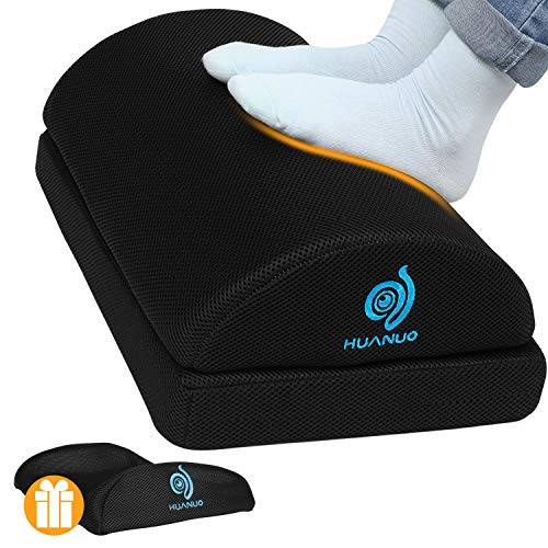 Product Cover Adjustable Foot Rest - Under Desk Footrest with 2 Optional Covers for Desk, Airplane, Travel, Ergonomic Foot Rest Cushion with Magic Tape and Massaging Micro Beads for Office, Home, Plane by HUANUO