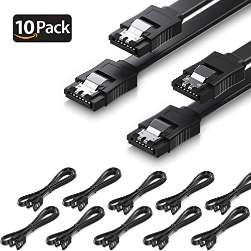 Product Cover 10 Pack 16 Inch SATA III 6.0 Gbps Cable with Locking Latch, Black