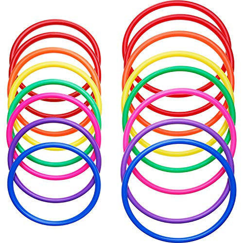 Product Cover 16 Pieces Plastic Multicolor Toss Rings for Speed and Agility Practice Games, Carnival, Garden, Backyard, Outdoor Games, Toss Ring Game (16 Pieces Size A)