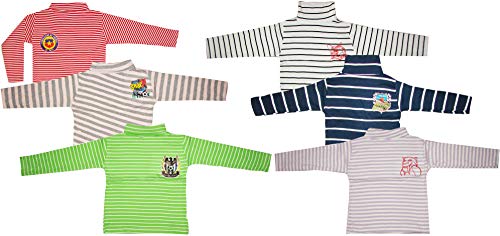 Product Cover KIFAYATI BAZAR Kids Unisex Boys and Girls high Neck Striped Full Sleeve Tshirt Multicolor Pack of 6 (2-3 Years)