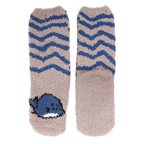 Product Cover Women's 1 Pair Super Soft Cute Fuzzy Cozy Warm Animal Face Indoor Outdoor Cabin Crew Home Socks, Whale