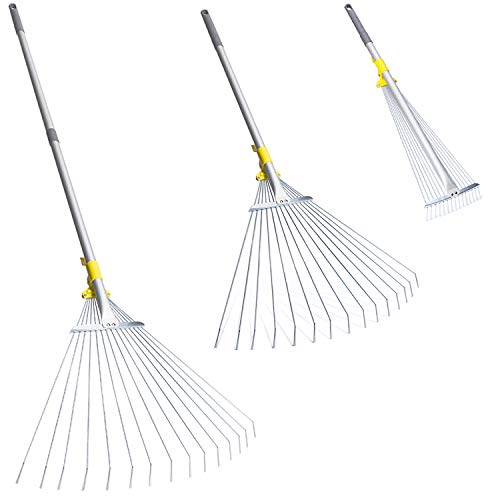 Product Cover Jardineer 63 inch Adjustable Garden Rake Leaf, Collect Loose Debris Among Delicate Plants, Lawns and Yards, Expandable Head from 7 inch to 23 inch. Ideal Garden Rake Tools. 1 Year Warranty