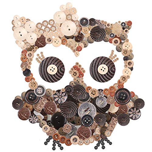 Product Cover Rustark 1000Pcs Christmas Resin Buttons Favorite Findings Basic Wood Button 2 and 4 Holes Craft Buttons for Sewing Christmas Party Decorations - Sizes Range from 0.28 to 1.18 inch (Coconut Shell)