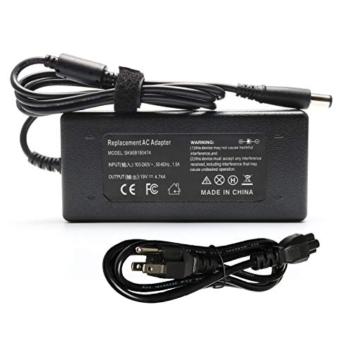 Product Cover 90W 65W 19V 4.74A AC Adapter Charger for HP Elitebook 8460P 8440P 2540P 8470P 2560P 6930P 8560P 8540W 2570P 8540P 8570P 2760P 2170P 8530W 8560W 2530P 2560,Folio 9470,A6-5350M D8H46AV Power Cord
