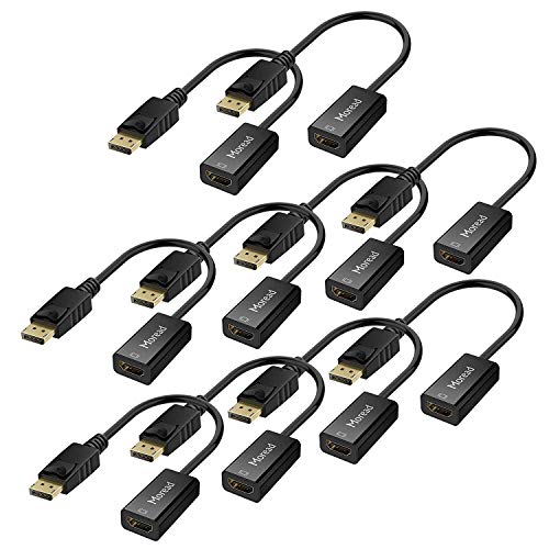 Product Cover Moread DisplayPort to HDMI Adapter, 10 Pack, Gold-Plated Display Port to HDMI Converter, DP to HDMI Cord (Male to Female) Compatible with Computer, Desktop, Laptop, PC, Monitor, Projector, HDTV -Black