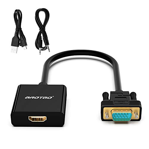 Product Cover aROTaO Active HDMI to VGA Adapter with 3.5mm Audio Jack and Micro USB Power Port, HDMI Female to VGA Male Converter Compatible for TV Stick, Raspberry Pi, Xbox 360, Xbox One, PS4, PS3, Laptop etc.