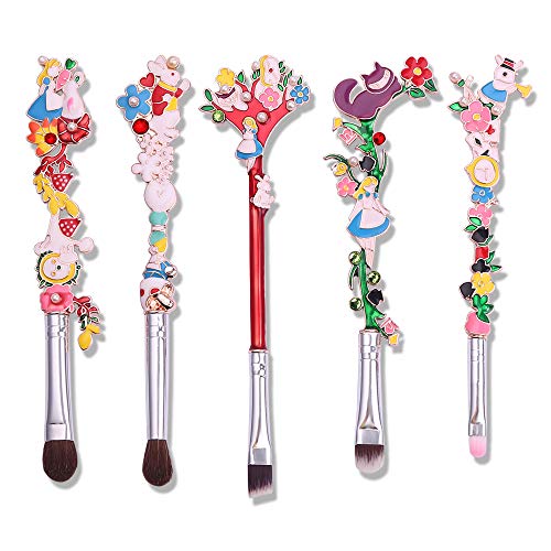 Product Cover Cute Fairy Makeup Brush Set - 5pcs Wand Makeup Brushes with Premium Synthetic Fiber and Flower Handle for Blush, Foundation, Eyebrow, Eyeshadow, and Lips, Prefect Gift for Sister