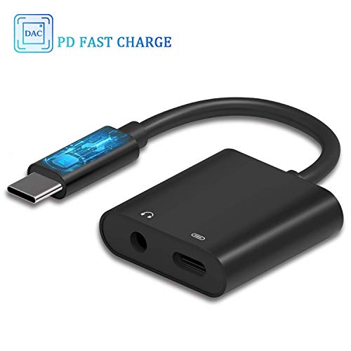 Product Cover USB-C Charging and Audio Adapter Compatible for iPad Pro 2018/Pixel 3, Dreamvasion Type C to 3.5mm Headphone Jack Adapter & PD Fast Charge Converter Compatible for iPad Pro/Pixel 2 3 XL/Huawei P20/HTC