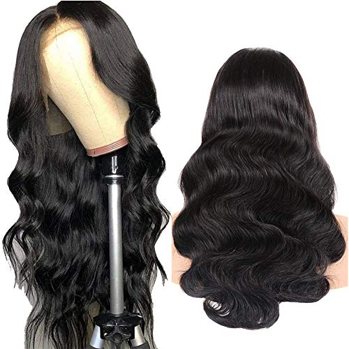 Product Cover 360 Body Wave Lace Frontal Wig Pre Plucked with Baby Hair Brazilian Lace Front Human Hair Wigs for Women Unprocessed Virgin Human Hair Wigs 150% Density Natural Hair Line