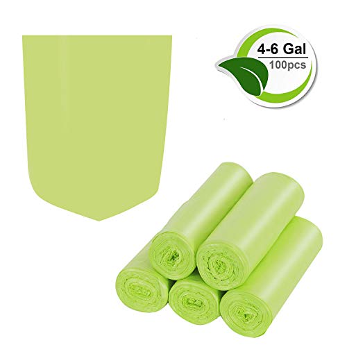 Product Cover Inwaysin 4-6 Gallon Trash Recycling & Degradable Small Garbage Compostable Strong Rubbish Wastebasket Liners Bags for Kitchen Bathroom Office Car(100 Counts,Green)