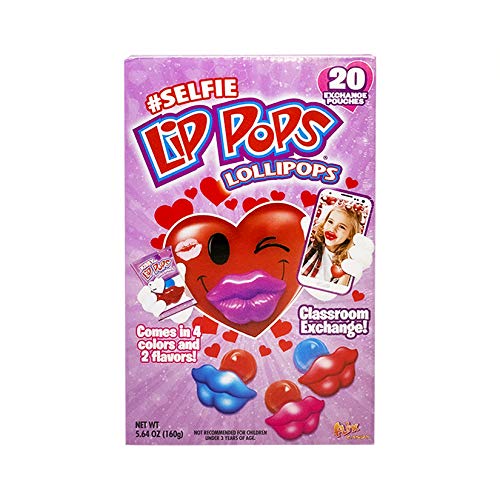 Product Cover Flix Candy Valentine Mini Kissy Lips Pops Lollipops 20 count Classroom Exchange