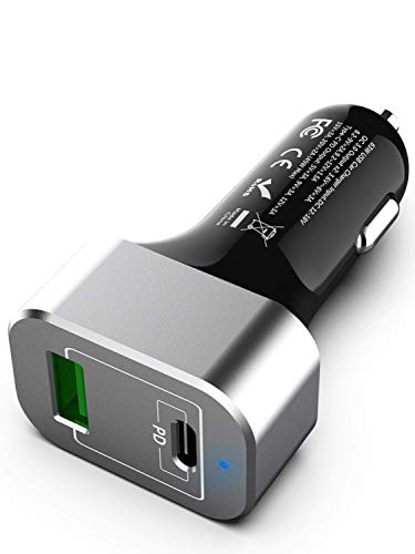Product Cover Quick Charge 3.0 USB C Car Charger 63W 2-Port with 45W PD Port & 18W Fast Charge Port for MacBook Pro,Galaxy S10/S9/Plus/Note 9 8,LG G7 G6, Google Pixel 3XL/3/2XL/2/XL, iPhone XR/XS/X,iPad More