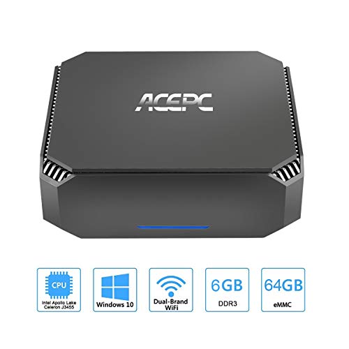 Product Cover ACEPC AK2 Mini PC Intel Celeron J3455,Windows 10 Micro Computer, 6GB DDR3/64GB eMMC,4K HD Graphics,Gigabit Ethernet,Dual Band Wi-Fi