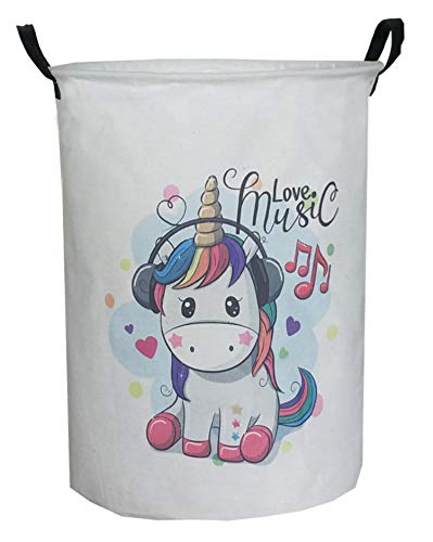 Product Cover ESSME Large Storage Bin,Canvas Fabric Storage Baskets with Handles,Collaspible Laundry Hamper for Household,Gift Baskets,Toy Organizer(Cartoon Unicorn)