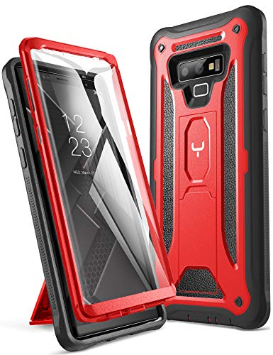Product Cover YOUMAKER Kickstand Case for Galaxy Note 9, Full Body with Built-in Screen Protector Heavy Duty Protection Shockproof Rugged Cover for Samsung Galaxy Note 9 (2018) 6.4 Inch - Red/Black