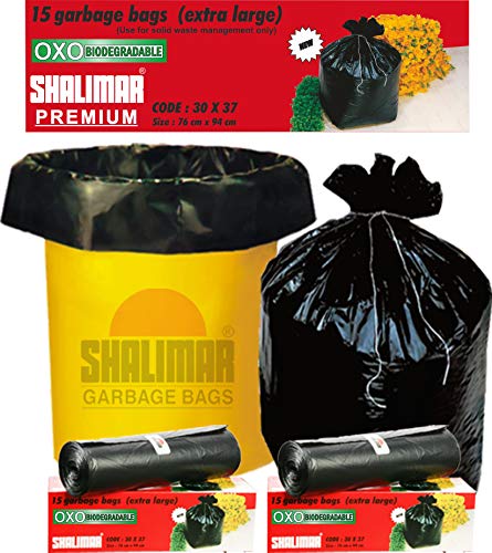 Product Cover Shalimar Premium Garbage Bags (Extra Large) Size 76 cm x 94 cm 4 Rolls (60 Bags) (Black Colour)