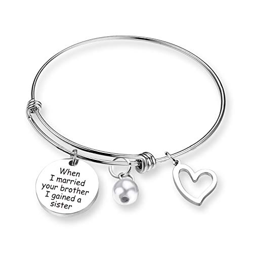 Product Cover ZNTINA Sister in Law Gift When I Married Your Brother I Gained A Sister in Law Bracelet Sister of The Groom Gift Wedding Jewelry Bridesmaid Gift (BR- When I Married)