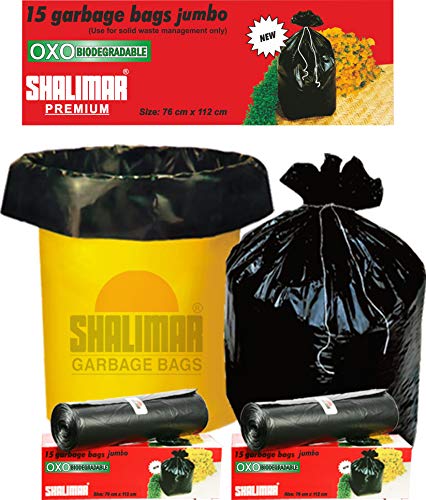 Product Cover Shalimar Premium OXO - Biodegradable Garbage Bags (Jumbo) Size 76 cm x 112 cm 4 Rolls (60 Bags) (Black Color)