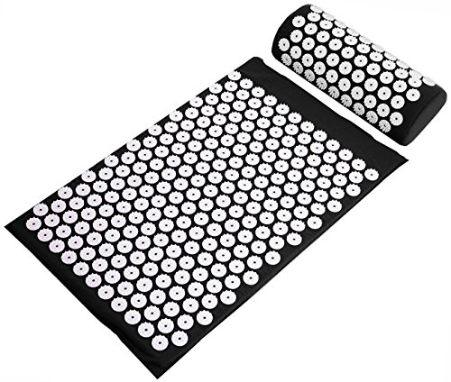 Product Cover BalanceFrom Acupressure Mat and Pillow Set for Back and Neck Pain Relief and Muscle Relaxation Massage (Black)
