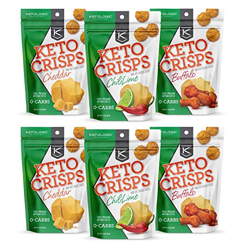 Product Cover KetoLogic Keto Crisps, Variety Pack | Low Carb, High Fat, High Protein, Gluten Free | Sustainably Sourced, Oven Baked Keto Snack | 1.75 Oz Per Bag, 6 Pack