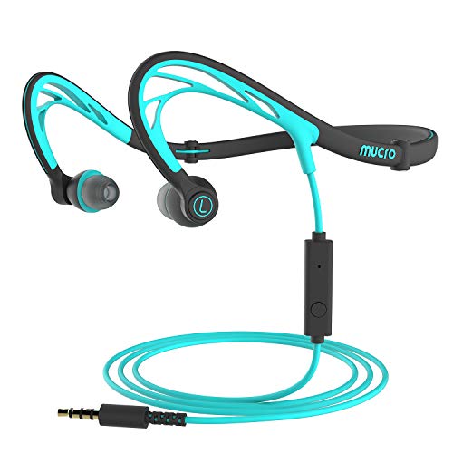 Product Cover Foldable Wired Running Sports Headphones, Night Neckband in-Ear Stereo Workout Earphones Designed for Jogging Gym Headsets,Blue