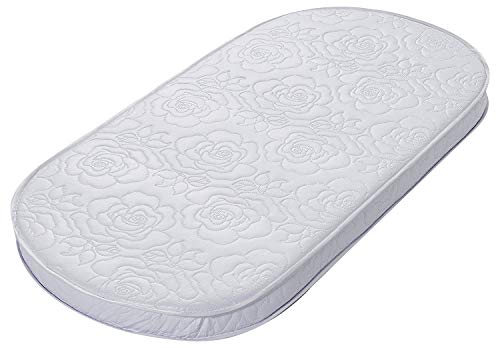 Product Cover Big Oshi Waterproof Oval Baby Bassinet Mattress, White, 14 x 29 x 2 Inch