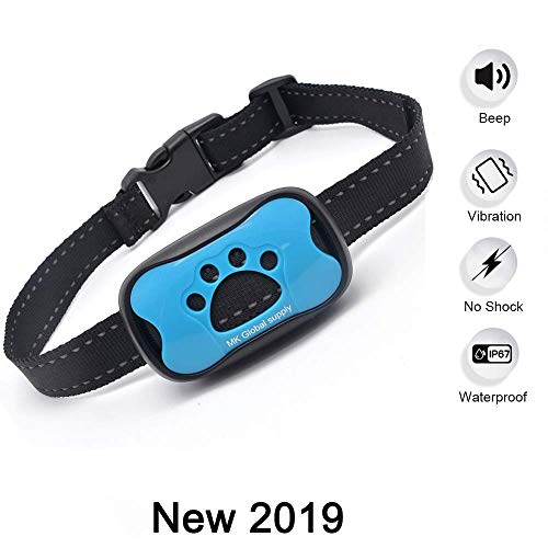 Product Cover MK Global [Newest 2019] Bark Collar for Small Medium Large Dogs 15 to 110 Lbs Upgraded Smart Detection Chip-7 Adjustable Sensitivity Humane Beep/Vibration Training Anti Barking No Shock Collar