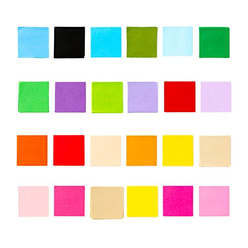Product Cover Exquiss 2400 Sheets Tissue Paper Squares 4 inch Bulk 24 Colors for Art Paper Craft Scrunch Art Kids Craft DIY Craft Tracing Scrapbooking Embellishments Mural Rainbow School Supplies
