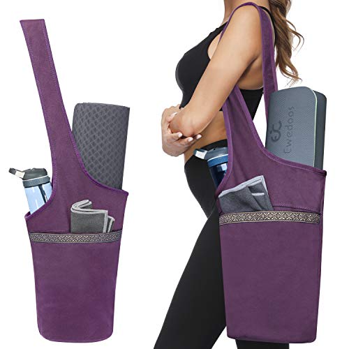 Product Cover Ewedoos Yoga Mat Bag with Large Size Pocket and Zipper Pocket, Fit Most Size Mats (Purple)