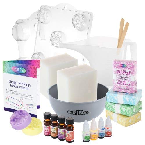 Product Cover DIY Melt & Pour Shea Butter Soap Making Kit by CraftZee: Includes 4 Fragrances, 4 Liquid Dye, 4 Soap Boxes and 2 Plastic Molds | Make Your own Soap Set | All Natural, Handmade and Homemade Bar Soap