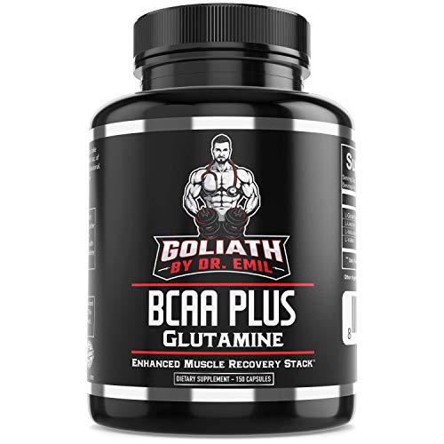 Product Cover BCAA + 1500mg Glutamine - Highest Capsule Dose (3200 mg) - Branched Chain Amino Acids w/Optimal 2:1:1 Ratio - Enhanced Recovery and Growth Stack for Men and Women (150 BCAA Pills)