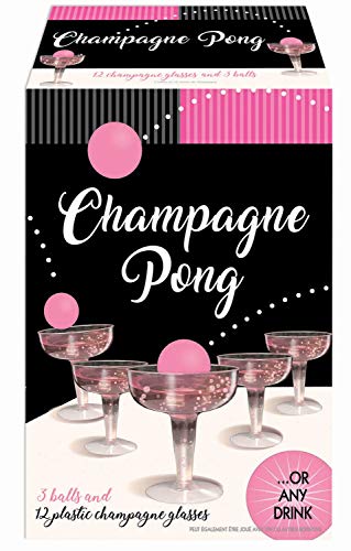 Product Cover Champagne Prosecco Pong Luxury Kit - Alternative to Beer Pong Game Set - for Birthday, Bachelor, Bachelorette, New Years, Celebration, Party Gift - 12 Plastic Cups and 3 Pink Balls