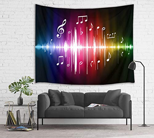 Product Cover HVEST Music Tapestry Jumping Musical Notes Wall Hanging Hippie Wall Tapestries for Bedroom Living Room Dorm Party Wall Decor,80Wx60H inches