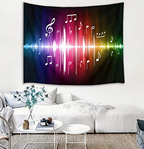 Product Cover HVEST Music Tapestry Jumping Musical Notes Wall Hanging Hippie Wall Tapestries for Bedroom Living Room Dorm Party Wall Decor,60Wx40H inches