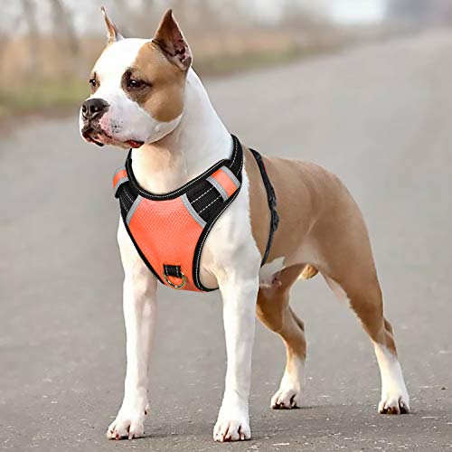 Product Cover BABYLTRL Big Dog Harness No Pull Adjustable Pet Reflective Oxford Soft Vest for Large Dogs Easy Control Harness (M, Orange)
