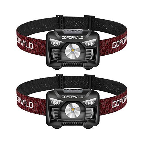 Product Cover 2 Pack of Rechargeable Headlamp, 500 Lumens White Cree LED Head lamp with Red light and Motion Sensor Switch, Perfect for Running, Hiking, Lightweight, Waterproof, Adjustable Headband, 5 Display Modes