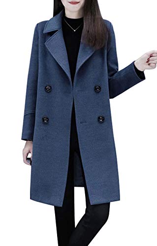 Product Cover chouyatou Women's Basic Essential Double Breasted Mid-Long Wool Blend Pea Coat