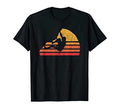 Product Cover Bouldering Distressed Retro Rock Climbing 80's Sun Graphic T-Shirt