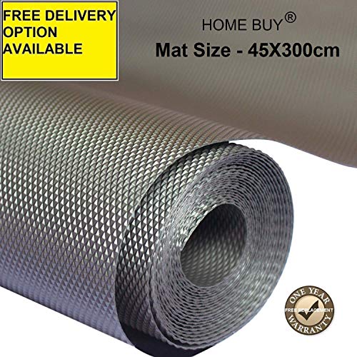 Product Cover HOME BUY Anti Skid Mats & Liners for Drawer, Refrigerator, Cupboard, Shelf, Cabinet, Wardrobe, Fridge and Dining mat Size - 45X300cm (3 Meter Roll, Grey)