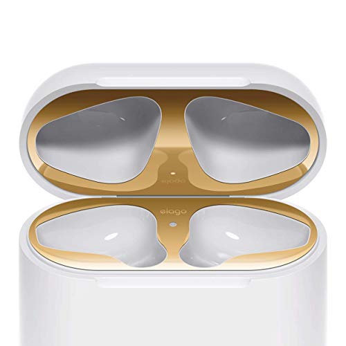 Product Cover elago Upgraded AirPods Dust Guard (Gold, 1 Set) - Dust-Proof Film, Luxurious Looking, Must Watch Easy Installation Video, Chromium Plating, Protect AirPods from Metal Shavings [US Patent Registered]