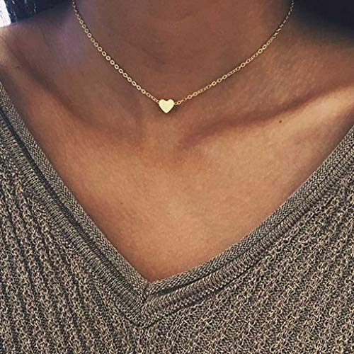 Product Cover LittleB Simple Choker Heart Pendant Necklace for women and girls. (Gold)
