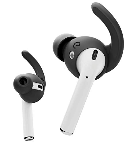 Product Cover EarBuddyz Ultra Ear Hooks and Covers Compatible with Apple AirPods 1 & AirPods 2 or EarPods Featuring Bass Enhancement Technology (Medium, Black)
