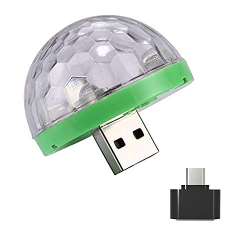 Product Cover Fullfun Mini Car USB Party Light DJ LED RGB Colorful Music Sound Lamp for USB-C Phone Music Control Magic Ball (Green)