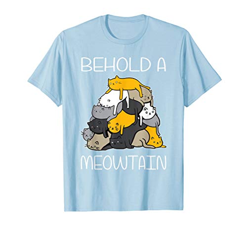 Product Cover Funny Cat Shirt Behold A Meowtain Cat Mountain Tee T Shirt T-Shirt